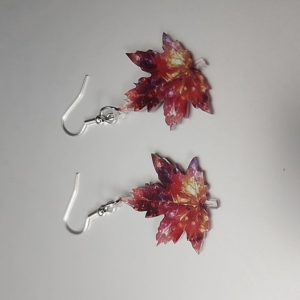 Mapleleaf Earrings Lightweight Acrylic Colorful Fall Autumn